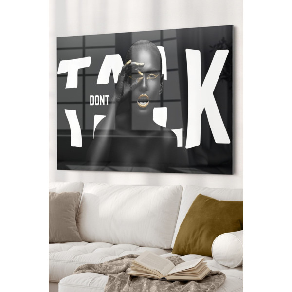 Gold Detaylı Siyahi Kadın Black Women Dont Talk | Etnik Temalıcam Tablo