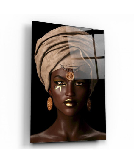 Afrikalı Kadın Cam Tablo