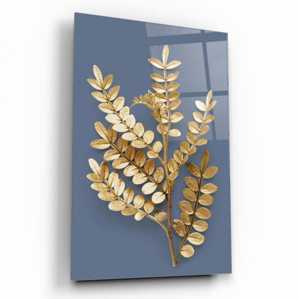 Gold Yapraklar Cam Tablo Gold Yapraklar Cam Tablo