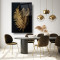 Gold Yapraklar Cam Tablo