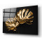 Gold Yapraklar Cam Tablo