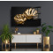 Gold Yapraklar Cam Tablo