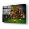 Bilardo ve Köpekler Cam Tablo