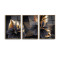 Gold Çiçekler Triple Cam Tablo