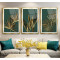 Gold Yapraklar Triple Cam Tablo