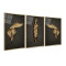 Gold Yapraklar Triple Cam Tablo