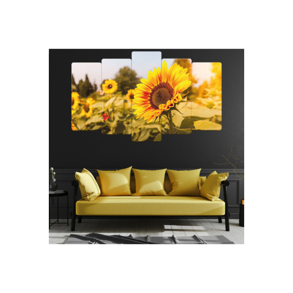 Zevahir 5 Parça Mdf Ayçiçeği Tablosu