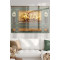 Gold Detaylı At Heykelleri Ve Çiçek | Hayvan Temalı Cam Tablo