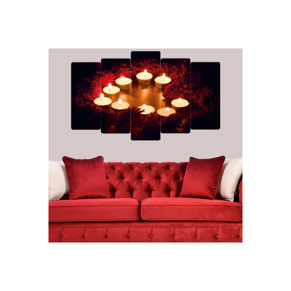 5 Parça Mdf Alevli Mum Tablosu 5 Parça Mdf Alevli Mum Tablosu
