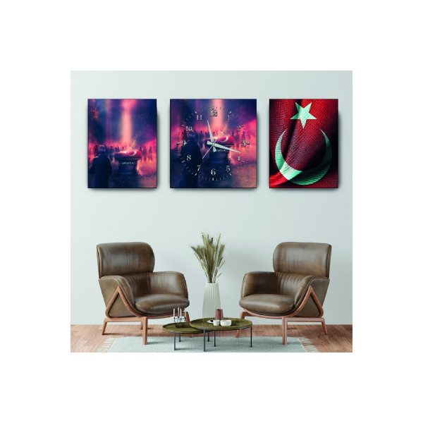 Türk Bayrağı Mdf Tablo Ve Saat Kombin