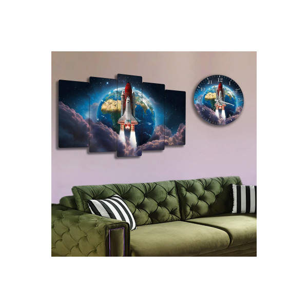 Altılı Mdf Dünya Ve Space Saatli Tablo Seti