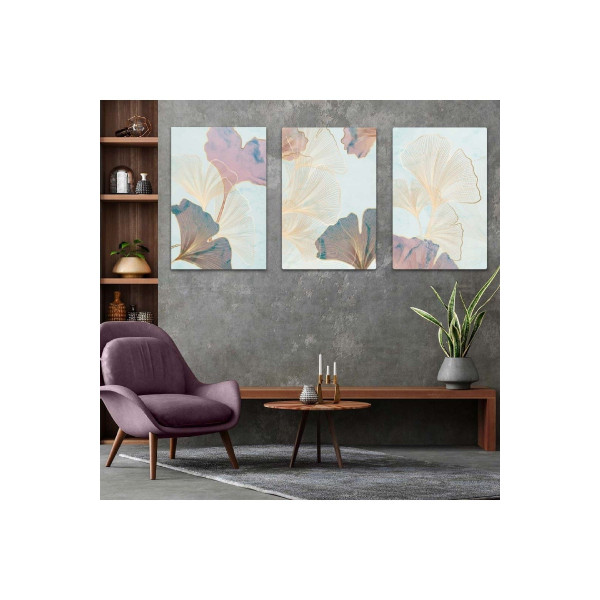 Soyut Desen 3'lü Mdf Tablo Set