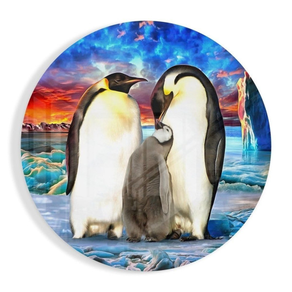 Penguen Ailesi Cam Tablo Penguen Ailesi Cam Tablo