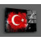 Türk Bayrağı ve Atatürk Silüeti Cam Tablo