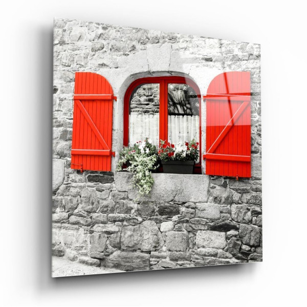 Kırmızı Pencere Cam Tablo Kırmızı Pencere Cam Tablo