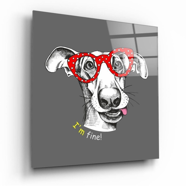 Gözlüklü Köpek Cam Tablo No:2049 Gözlüklü Köpek Cam Tablo No:2049