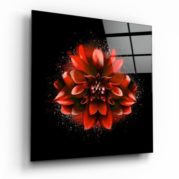 Kırmızı Lotus Cam Tablo Kırmızı Lotus Cam Tablo