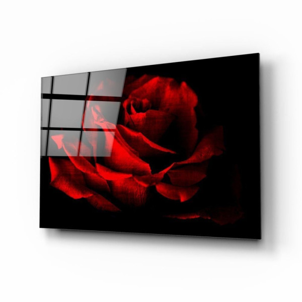 Kırmızı Gül Cam Tablo Kırmızı Gül Cam Tablo