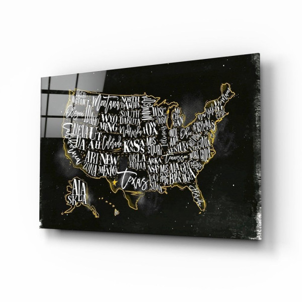 Amerika Haritası Cam Tablo Amerika Haritası Cam Tablo