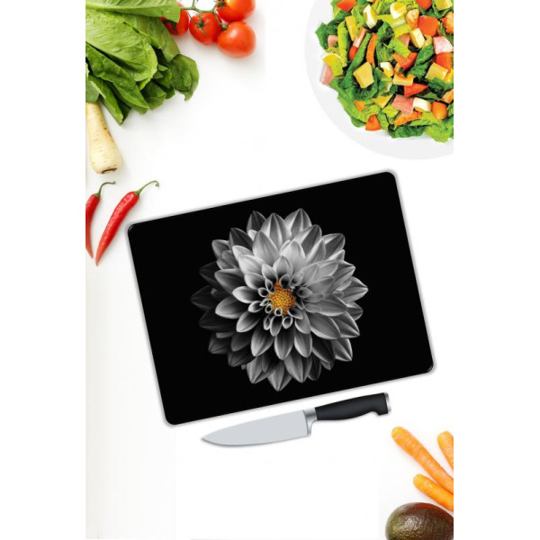 Mavi Çiçek Desen Cam Kesme Tablası