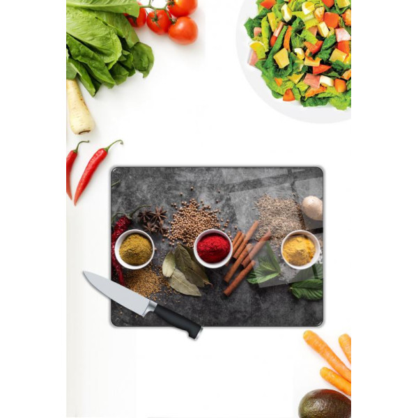 Baharat Desen Cam Kesme Tablası