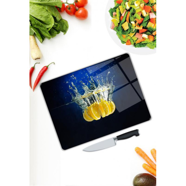 Limon Desen Cam Kesme Tablası