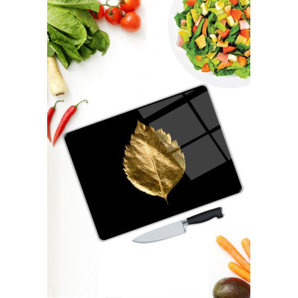 Gold Yaprak Desen Cam Kesme Tablası Gold Yaprak Desen Cam Kesme Tablası