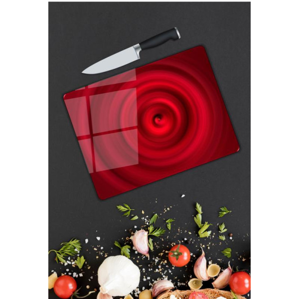 Kırmızı Girdap Desen Cam Kesme Tablası