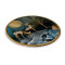 Gold Geyikler Yuvarlak Cam Tablo