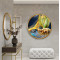 Gold Geyikler Yuvarlak Cam Tablo