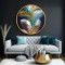 Gold Desenler Yuvarlak Cam Tablo