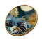Gold Geyik Yuvarlak Cam Tablo