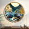 Gold Geyik Yuvarlak Cam Tablo