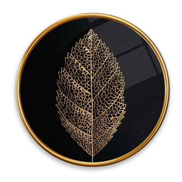 Gold Yaprak Yuvarlak Cam Tablo Gold Yaprak Yuvarlak Cam Tablo