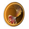 Gold Yaprak Yuvarlak Cam Tablo