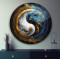 Ying Yang Yuvarlak Cam Tablo